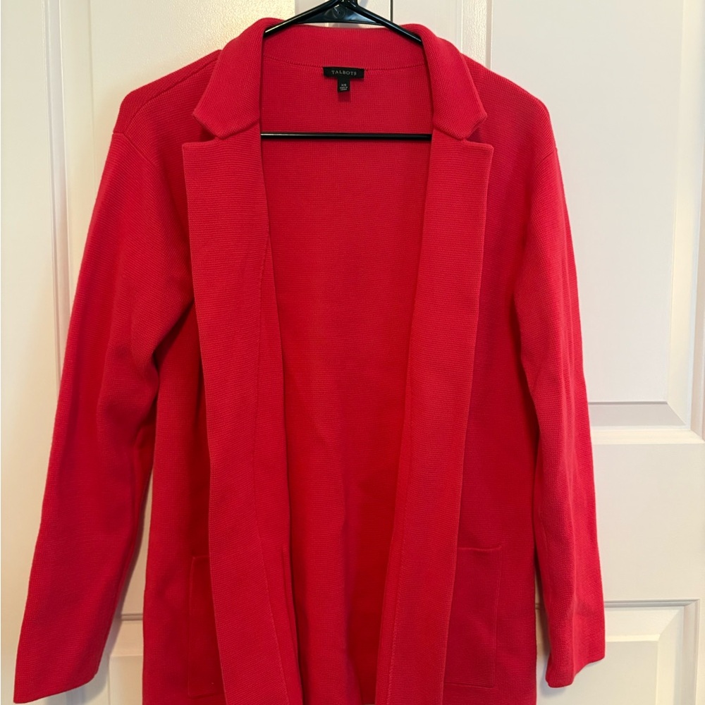 Talbots Women’s Magenta Cotton Open Cardigan Size XS